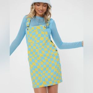 Checkered Mini Overall Dress // Size L